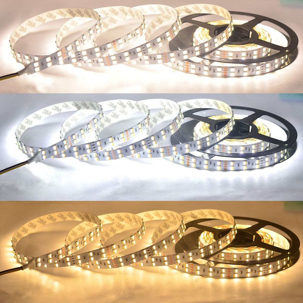 Double Row DC12/24V 5050SMD 600LEDs 2in1 Flexible CCT LED Tape Lights - Pure White+Warm White